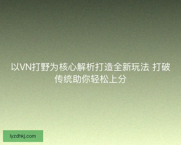 以VN打野为核心解析打造全新玩法 打破传统助你轻松上分